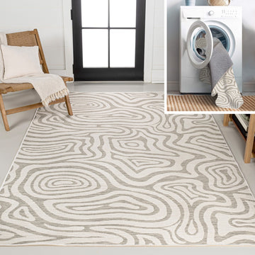 Eryx Modern Bohemian Abstract Organic Reversible Machine-Washable Indoor/Outdoor Area Rug